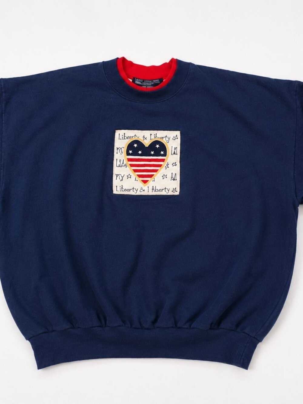 Vintage M&MC Sportswear Navy Americana Heart Flag Patriotic USA Sweater XL
